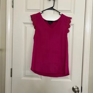 Express Fuchsia Lace Trim Blouse